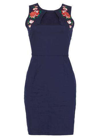 Dorothy Perkins *izabel London Navy Patterned Dress