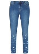 Dorothy Perkins Blue Mid Wash Embellished Straight Fit Jeans