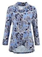 Dorothy Perkins *izabel London Blue Floral Roll Neck Top