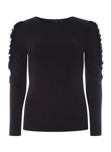 Dorothy Perkins Navy Gathered Frill Sleeve Top