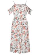 Dorothy Perkins Ivory Floral Frill Cold Shoulder Midi Skater Dress