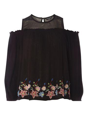 Dorothy Perkins Mesh Yoke Embroidered Top