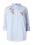 Dorothy Perkins Dp Curve Blue Striped Embroidered Shirt