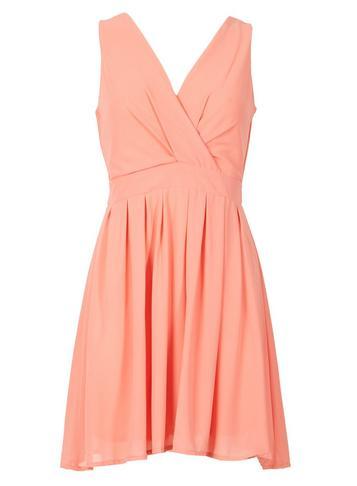 Dorothy Perkins *tenki Coral Plain Skater Dress