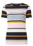 Dorothy Perkins Multi Coloured Striped Frill Trim T-shirt