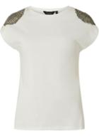 Dorothy Perkins Ivory Embellished Shoulder T-shirt