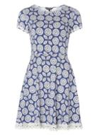 Dorothy Perkins Blue Floral Daisy Trim Fit & Flare Dress