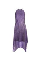 *luxe Purple Lurex Pleat Skater Dress