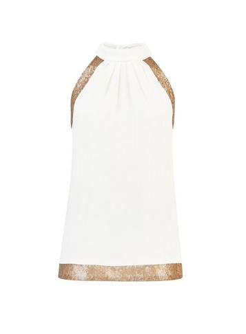 Dorothy Perkins Gold Sequin Halter Neck Top