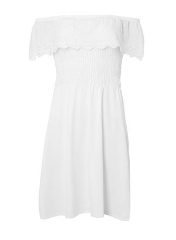 Dorothy Perkins Ivory Shirred Bardot Dress