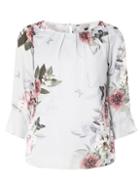 Dorothy Perkins *billie & Blossom Grey Floral And Butterfly Print Top