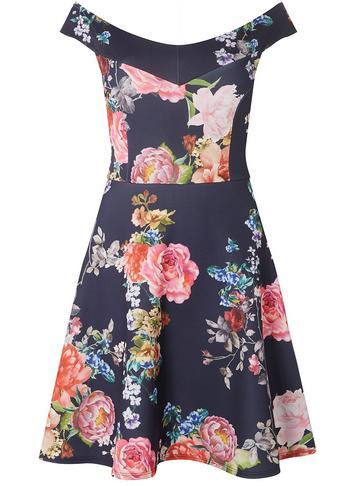 Dorothy Perkins *scarlett B Navy Floral Print Bardot Dress