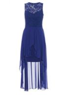 Dorothy Perkins *quiz Blue Lace Dip Hem Skater Dress