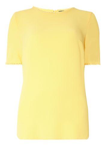 Dorothy Perkins *tall Lemon Pom Pom Trim Tee