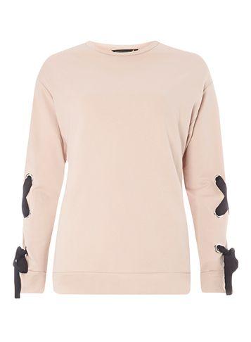 Dorothy Perkins Light Pink Tie Sleeve Sweat Top