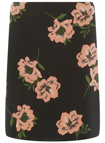 Dorothy Perkins Black Floral Print Scuba Mini Skirt