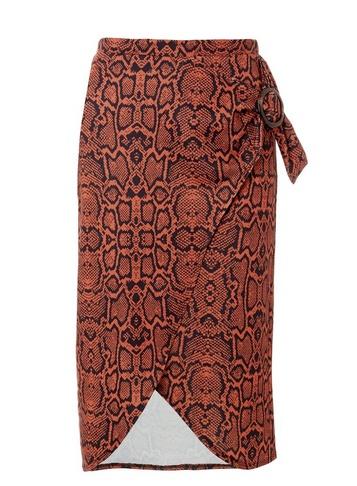 Dorothy Perkins Rust Snake Print Wrap Pencil Skirt