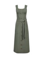 Dorothy Perkins *tall Khaki Button Midi Dress