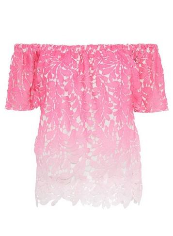*quiz Pink Crochet Ombre Top