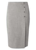 Dorothy Perkins Grey Herringbone Button Skirt