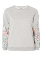 Dorothy Perkins Petite Grey Floral Print Sleeve Jumper