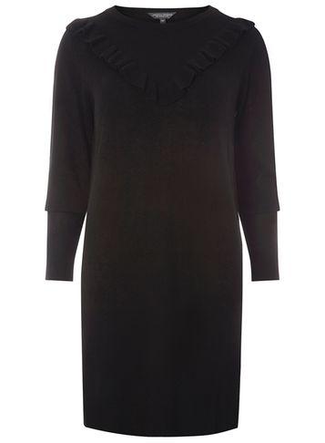 Dorothy Perkins *tall Black Frill Yoke Jumper Dress