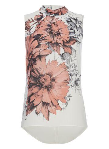 Dorothy Perkins *roman Originals Coral Daisy Roll Neck Top