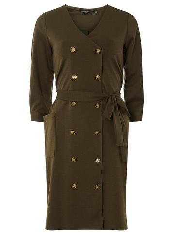 Dorothy Perkins Khaki Ponte Shirt Dress