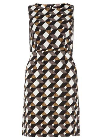 Dorothy Perkins Tenki *black Geo Print Pocket Dress