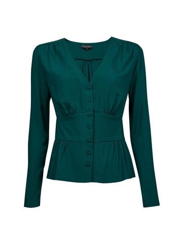 Dorothy Perkins *green Button Long Sleeve Top