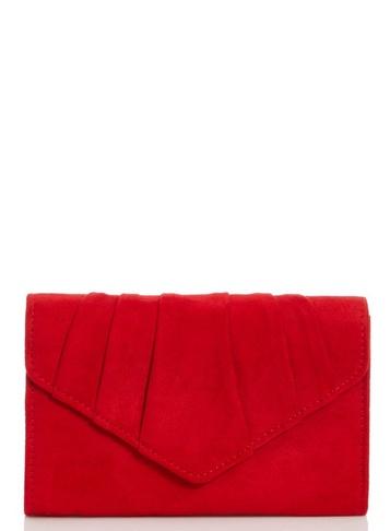 *quiz Red Faux Suede Pleat Bag