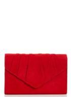 *quiz Red Faux Suede Pleat Bag