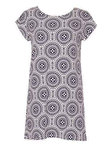 Dorothy Perkins *voulez Vous Navy Popper Shoulder Shift Dress