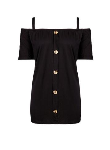 Dorothy Perkins *tall Black Cold Shoulder Top