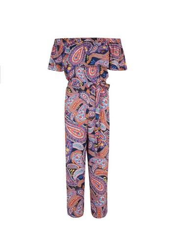 Dorothy Perkins *navy Paisley Print Bardot Jumpsuit