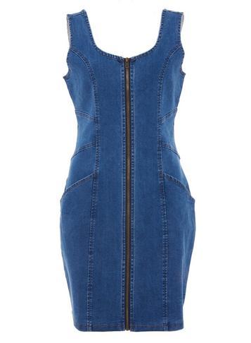 Dorothy Perkins *quiz Blue Denim Zip Pinafore Dress