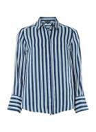 Dorothy Perkins *blue Striped Peachskin Shirt