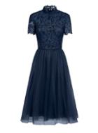 Dorothy Perkins *chi Chi London Navy Crochet Hi-neck Midi Dress