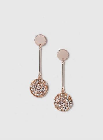 Dorothy Perkins Rose Gold Crushed Glitter Drop Earrings