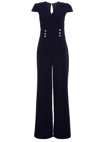 *quiz Navy Button Palazzo Jumpsuit
