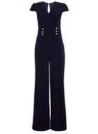 *quiz Navy Button Palazzo Jumpsuit