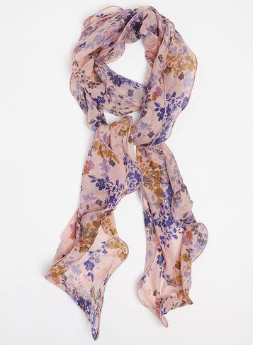 Dorothy Perkins Pink Wavy Edge Floral Print Scarf