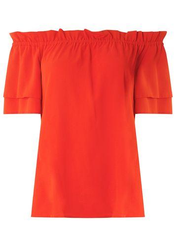 Dorothy Perkins Red Frill Sleeve Bardot Top