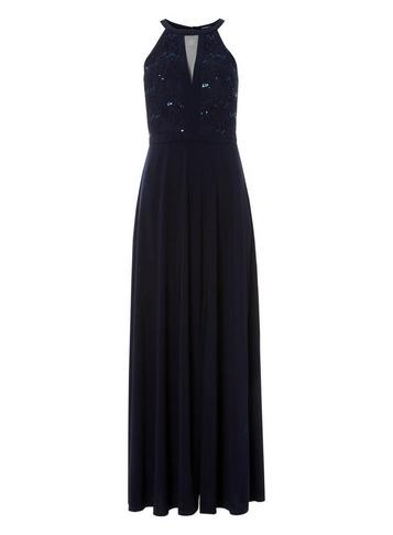 Dorothy Perkins *roman Originals Navy Lace Sequin Embellished Maxi Dress