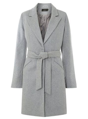 Dorothy Perkins *vero Moda Grey Long Sleeve Wool Coat