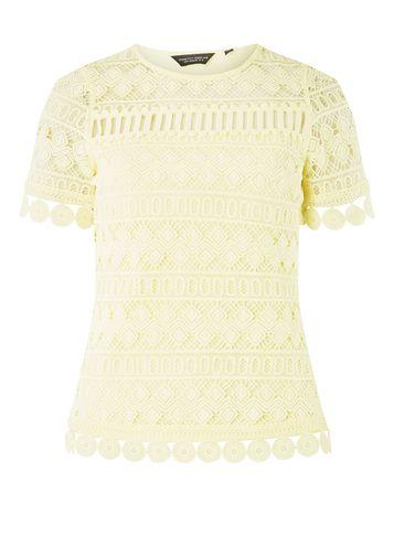 Dorothy Perkins Lemon Geometric Lace T-shirt