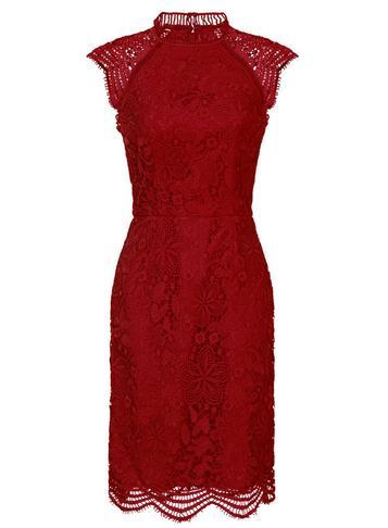 Dorothy Perkins *chi Chi London Berry Red Crochet Bodycon Dress