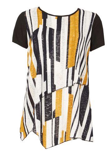 Dorothy Perkins *izabel London Navy Striped Asymmetric Hem Top