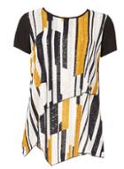 Dorothy Perkins *izabel London Navy Striped Asymmetric Hem Top