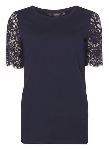Dorothy Perkins *tall Blue Lace Sleeve T-shirt